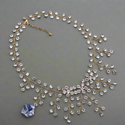 TOPQUEEN Elegant Crystal Woman Necklace Bridal Clavicle Chain Choker Wedding Party Diamante Brides Jewelry Anniversary Gift HN01