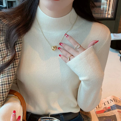 Turtleneck Sweater Women Fashion 2024 New Stretch Tops Women Knitted Pullovers Long Sleeve Bottoming Knitted Sweater