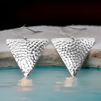Hammered Triangle Dangle Earrings